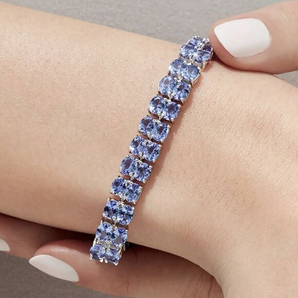 Karen Marchesa Designer Bracelet / 16 CT Natural Tanzanite / 21.5 gm / 14K - Picture 2 of 5